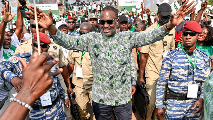 Le président du Parti démocratique de Côte d'Ivoire (PDCI), Tidjane Thiam, lors d'un rassemblement politique à Aboisso, le 21 décembre 2024.